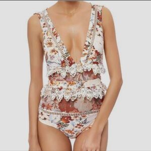 Like New ZIMMERMAN FLORAL ALCHEMY FLUTTER BACK ONE PIECE SWIMSUIT AU 0/US 2